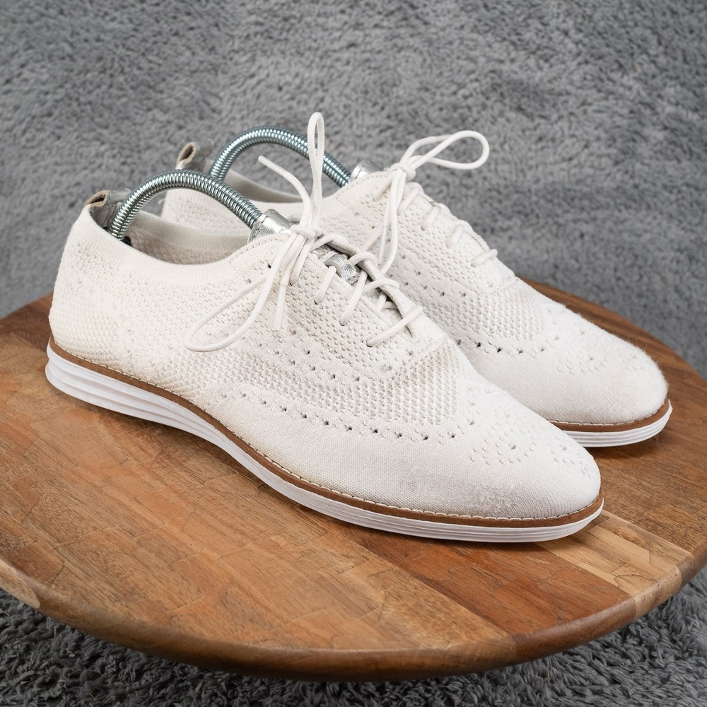 Cole Haan Zerogrand White Silver Wingtip Oxford Shoes W11514 Womens 10